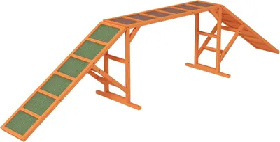 Produktbild von Hunde Agility Steg Agility-Ausrüstung für Hunde mit Sicherheitsstange, rutschfeste Oberfläche Agility-Gerät für Garten, 325 x 55 x 69 cm, Orange
