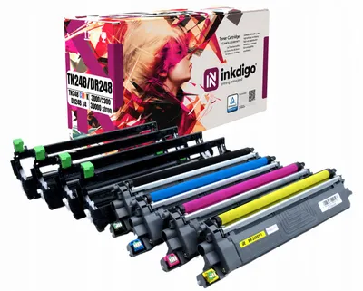 Produktbild von Inkdigo Trommel + Toner DR248 TN248 für Brother DCP-L3515CDW, DCP-L3520CDW, DCP-L3527CDW, DCP-L3555CDW – CMYK,, KI-generiertes Bild