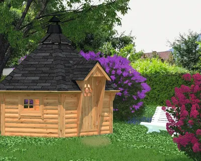 Produktbild von Grillkota Palmako Eva 8,7 m² inkl. Fußboden 372 x 372 cm tauchgrundiert braun