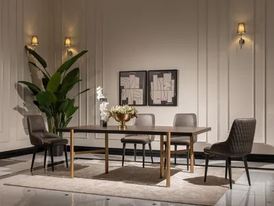 Produktbild von Esstisch Esszimmertisch Tisch Esszimmer Holz Braun Modern Gold Design
