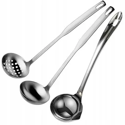 Produktbild von 3-teiliges Kochlöffel-Set Edelstahl mit Schöpfkelle und Schaumkelle