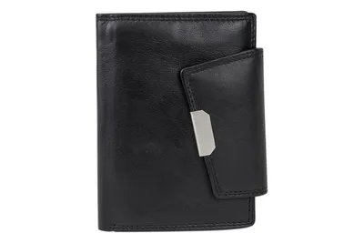 Produktbild von Damenbörse Portemonnaie Geldbörse im Hochformat LEAS in Echt-Leder, schwarz 13x9,5cm (LxB) Ladies-Collection