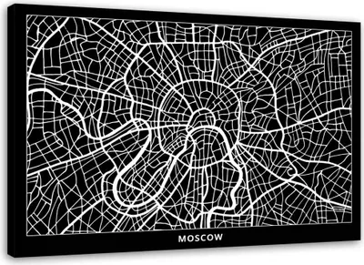 Produktbild von Leinwandbild moskau - stadtplan 120x80 cm Feeby grau wandbild bereit zum aufhängen