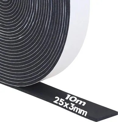 Imagen del producto de Cinta de sellado autoadhesiva, de espuma, 25 mm x 3 mm x 10 m, para puertas y ventanas