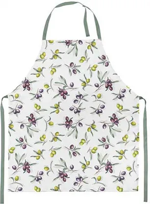 Produktbild von Küchenschürze Baumwolle 70x85cm mit Oliven Muster Weiß / Grün
