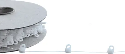 Produktbild von Gleiterkordel "weiß", Wellengleitergordel, Gleiterband mit drehbaren (360°), geschlossenen, kurzen Ösen, Gleiterabstand 8cm, Meterware