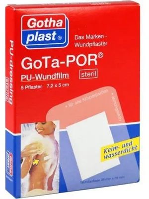 Productafbeelding van GoTa-POR Polyurethanwondfilm steriel, pleister, 7,2 cm x 5 cm, 5 pleisters