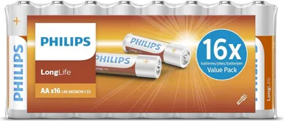 Image de Philips Piles Longlife AA - 16 pièces