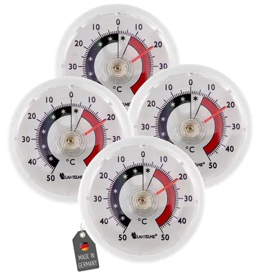 Produktbild von 4 Stück Kühlschrankthermometer Set Weiß zum ankleben Temperaturüberwachung + - 50°C Analog Thermometer Kühlschrank Gefrierschrank Kühltheke Kühlhaus