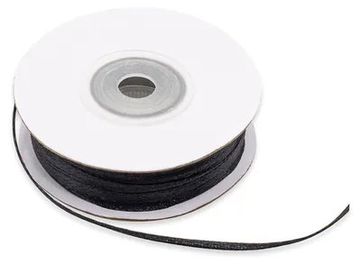 Productafbeelding van Zwart dubbel satijnen lint 3 mm, 50 meter rol voor decoraties
