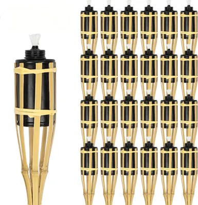 Obrázek produktu pro Jayseuw 36x zahradní svítilny sada svítilny pochodeň olej knot 90cm bambusové olejové pochodně pro venkovní lampy olej pro pochodně plameny oheň strana dekorace