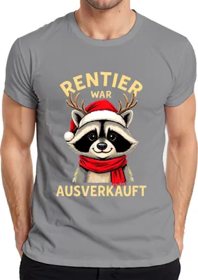 Produktbild von Rentier war t Waschbär Weihnachten lustig Geschenk Herren T-Shirt, Grau, XXL