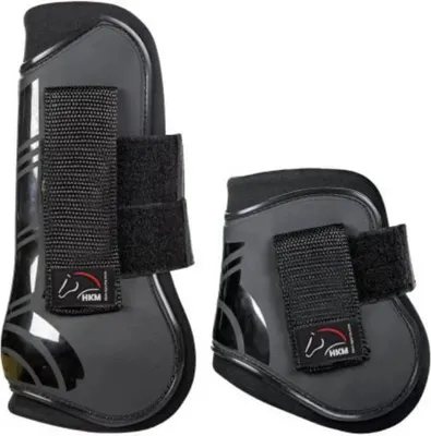 Produktbild von HKM Springgamaschen und Streichkappen 4er-Set Genua Schwarz/ Schwarz Pony