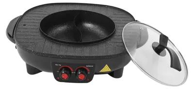 Obrázek produktu pro Elektrický hrnec a gril – stolní gril 2 v 1 na shabu a fondue – 2000 W – hrnec 3 l – Ø 26 cm – zástrčka EU 220 V 50 Hz – černý