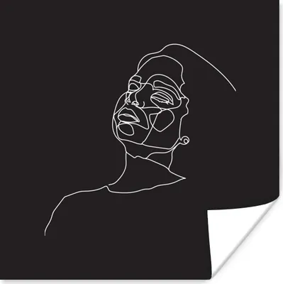Produktbild von MuchoWow® Poster Strichzeichnung - Frau - Schwarz - Weiß 100x100 cm - Babyzimmer