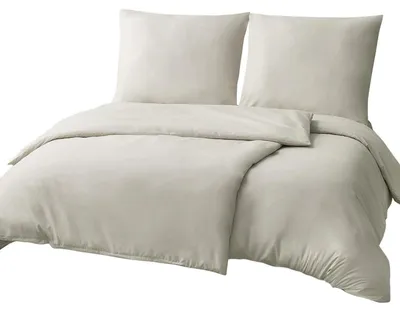 Produktbild von Bettwäsche-Set 4teilig Beige Mikrofaser 2x 135x200cm + 2x 80x80cm mit Reißverschluss