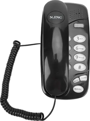 Produktbild von Festnetztelefon mit Kabel, großen Tasten, Wandmontage, Schnellwahl, 3 Klingeltonoptionen, schwarz