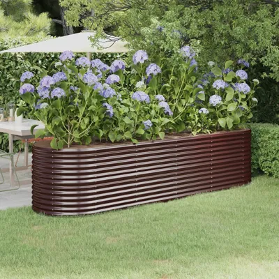Produktbild von The Living Store Hochbeet Pulverbeschichteter Stahl 296x80x68 cm Braun