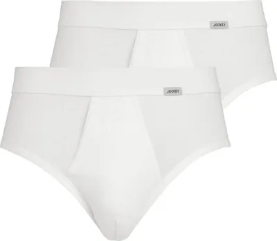 Produktbild von Jockey Herren Slips, 2er Pack - Luxury Baumwolle Classic Brief, gasierte Baumwolle, einfarbig Weiß M
