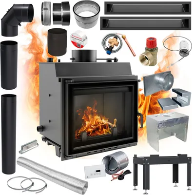 Produktbild von Einsatz Kamin Wassermantel KRATKI MAJA 8kW Ø180 Ecodesign Gusseisen SET