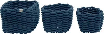 Immagine prodotto di TOM TAILOR cestini portaoggetti intrecciati set di 3 organizer navy per bagno cucina