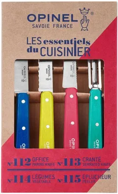Produktbild von Opinel Les Essentiels Küchenmesser-Set - 4-teilig - Holz/Edelstahl - Pop80 Jubiläumskollektion