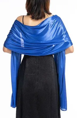 Image de Étole Langsatijn pour femme - Étole - bleu - 200 x 70 cm