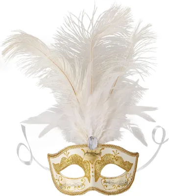 Produktbild von Venezianische Maske mit Federn - gold