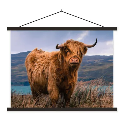 Produktbild von MuchoWow® Textilposter Schottische Highlander - Himmel - Natur 150x113 cm mit schwarzem Rahmen - Wohnzimmer