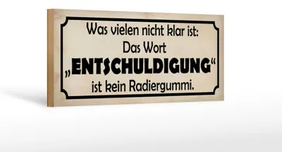 Produktbild von Holzschild Spruch 27x10cm das Wort Entschuldigung
