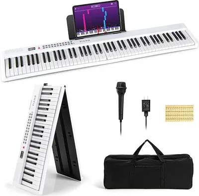 Produktbild von GOPLUS 88-Tasten-Digitalpiano, klappbares Keyboard mit 1000 Klängen, 150 Demo-Songs, elektronisches piano mit Mikrofon für Kinder und Erwachsene