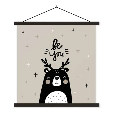 Produktbild von MuchoWow® Textilposter Sprichwörter - Sei du - Kinder - Zitate - Baby - Jungen - Mädchen 40x40 cm mit schwarzem Rahmen - Fotos