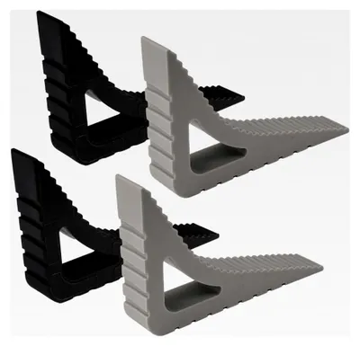 Produktbild von 4 Stück Fensterstopper, Türkeile, rutschfeste Gummi-Türstopper, kratzfreie Keile, Türklinkenpuffer für Badezimmer, Küche und Kinderzimmer, Grau und Schwarz