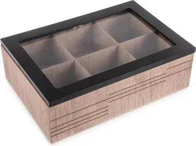 Obrázok produktu pre Orion | Dóza na čaj - 24x16,5x7,5 cm - s okienkom - Dóza na čajové vrecúška - z MDF - LINE