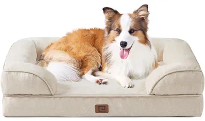 Produktbild von Orthopädisches Hundebett mit Memory Foam, 104x69cm, Beige, Waschbar, Wasserdicht, Rutschfest