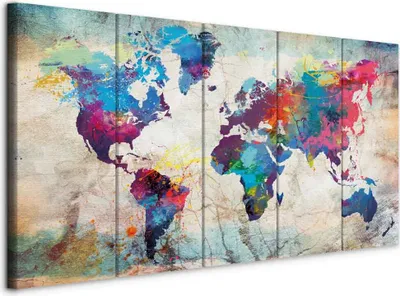 Obrázek produktu pro Obraz z netkaného plátna - Mapa světa: 225x90 cm Mapy k-A-0179-b-n