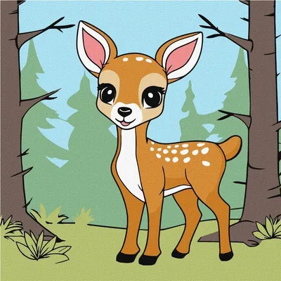 Image de Peinture par numéros Cerf magique pour enfants 25 x 25 cm