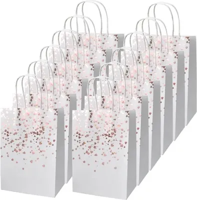 Produktbild von Papiergeschenktüten – Weiß – 12 Stück – 15 x 8 x 21 cm