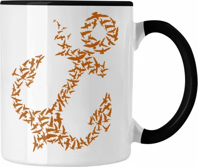 Produktbild von Trendation - Tasse für Segler Geschenke Männer Tasse Geschenkideen Zubehör Gadgeds Segeln Lustig Anker Grafik Kapitän (Schwarz)