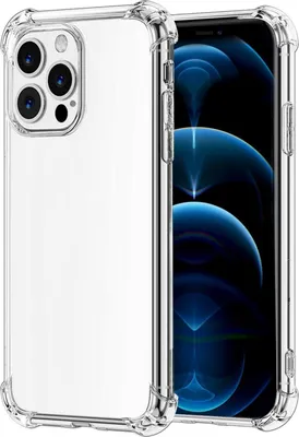 A clear protective case for an iPhone 13 Pro Max is shown against a white background.