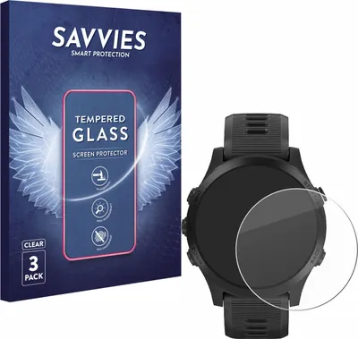 Produktbild von 3x Savvies Schutzglas für Garmin Forerunner 945 Displayschutz 9H Glas klar transparent