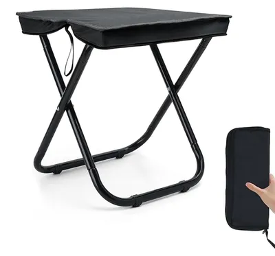 Productafbeelding van Draagbare klapkruk, campingkruk, mini-klapkruk, opvouwbare kruk, met opbergtas (zwart)