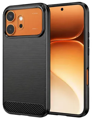 Produktbild von Techsuit – Carbon Silicone Silikonhülle mit Karbonmuster für Honor 600 / 600 Pro – schwarz