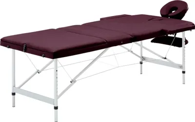 Immagine prodotto di Maison Exclusive - Lettino da massaggio pieghevole a 3 zone in alluminio viola scuro