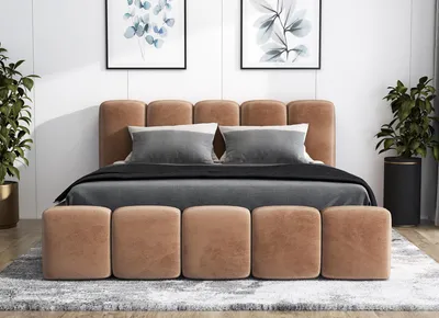 Produktbild von Polsterbett SON-OM   mit Bettkasten und Metallgestell 120 x 200 cm. Modernes Doppelbett mit Stauraum, ohne Matratze. Farbe: Braun