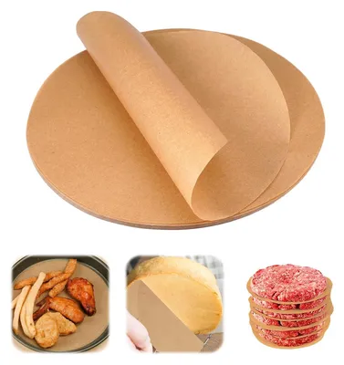 Produktbild von 100 Blatt Backpapier Rund, 22cm Runde Antihaft-Backpapier, Backpapier Airfryer, Backpapier Hei?Luftfritteuse, Burger Papier, Burgerpapier Rund Pergament Papier fš¹r Pfannen, Ofen, Grill, Dampf