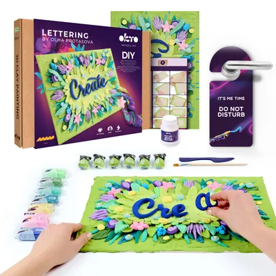 Imagen del producto de Okto Lettering Art Set Para Pintar Con Arcilla Crear 30x40 Cm