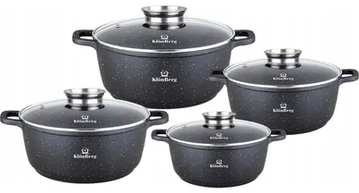 Image de Ensemble de 8 pièces : casseroles et poêles - Ensemble de casseroles - Ensemble de poêles - Ensemble de cocottes - Casseroles de cuisine - Compatible avec les plaques à induction