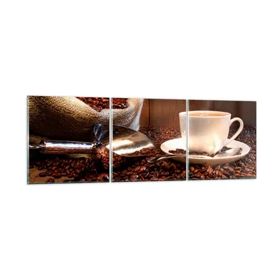 Produktbild von Bilder auf glas - Cup Samen Coffe - 150x50cm - Glasbilder - Wandbilder - Kunstdruck - zum Aufhängen bereit - Wanddekoration aus Glas - Glas Bilder - Wandbild auf Glas - 3 Teile - GCA150x50-0158