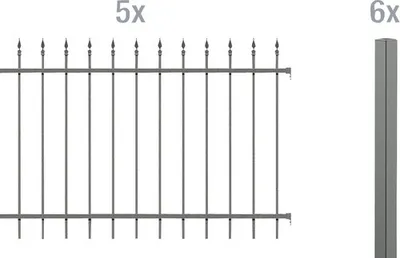 Immagine prodotto di Alberts 510299 Set completo di recinzione Chaussee, da incassare nel calcestruzzo, antracite, altezza 120 cm, lunghezza 10 m